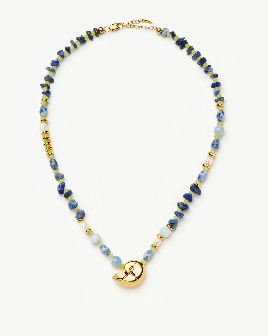 collar de cuentas múltiples con diseño de concha - dorado