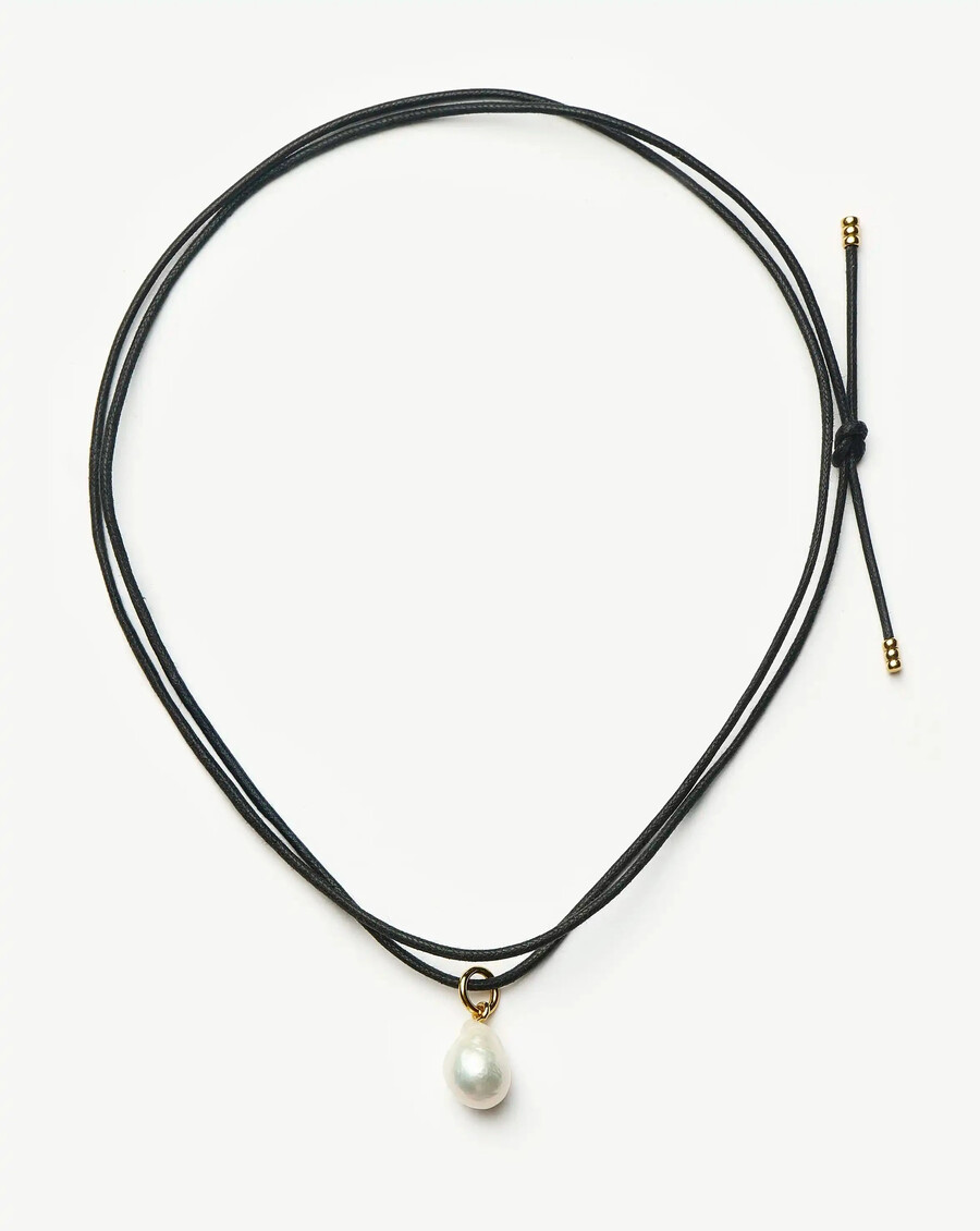collar de cordón de perlas barrocas - oro vermeil de 18 k