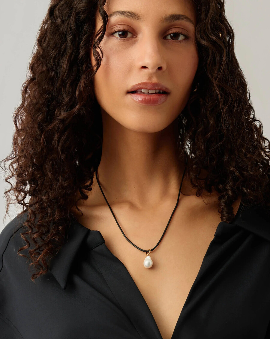 collar de cordón de perlas barrocas - oro vermeil de 18 k