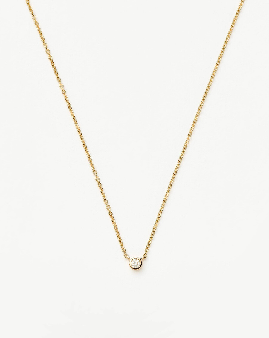 collar con colgante solitario de diamantes en oro macizo de 14 k