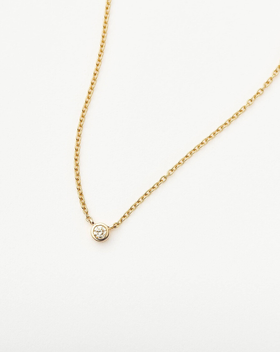 collar con colgante solitario de diamantes en oro macizo de 14 k
