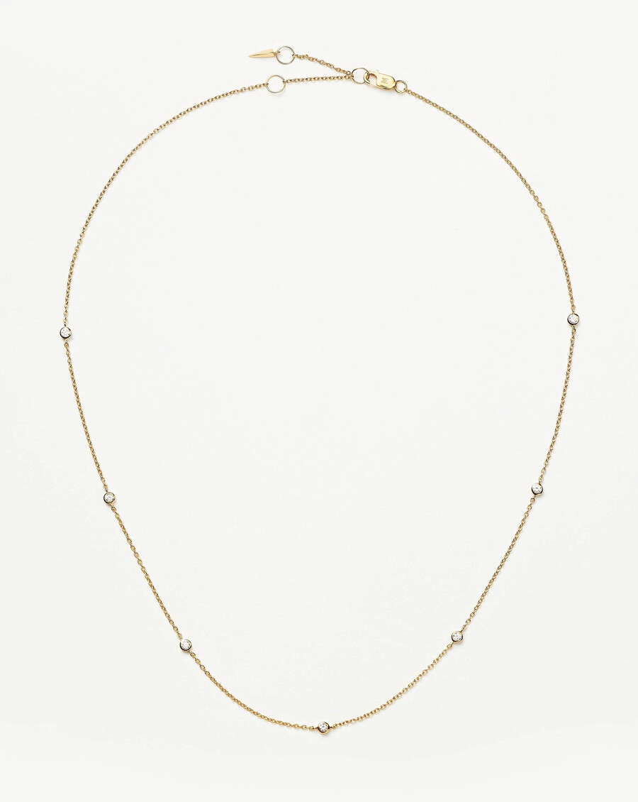 collar de diamantes flotantes finos - oro macizo de 14 k