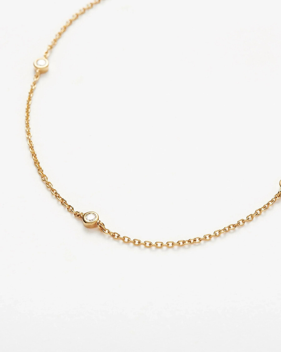 collar de diamantes flotantes finos - oro macizo de 14 k