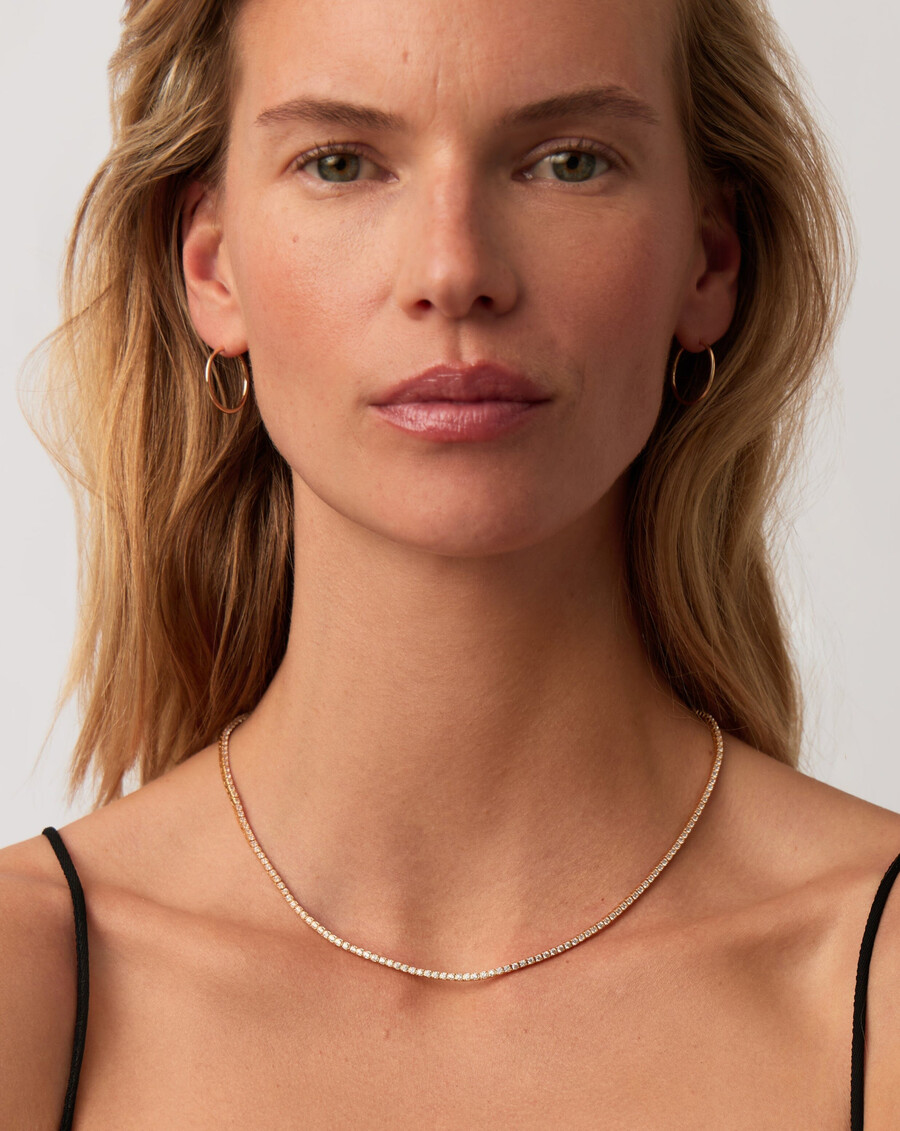 collar de tenis con diamantes en oro macizo de 14 k