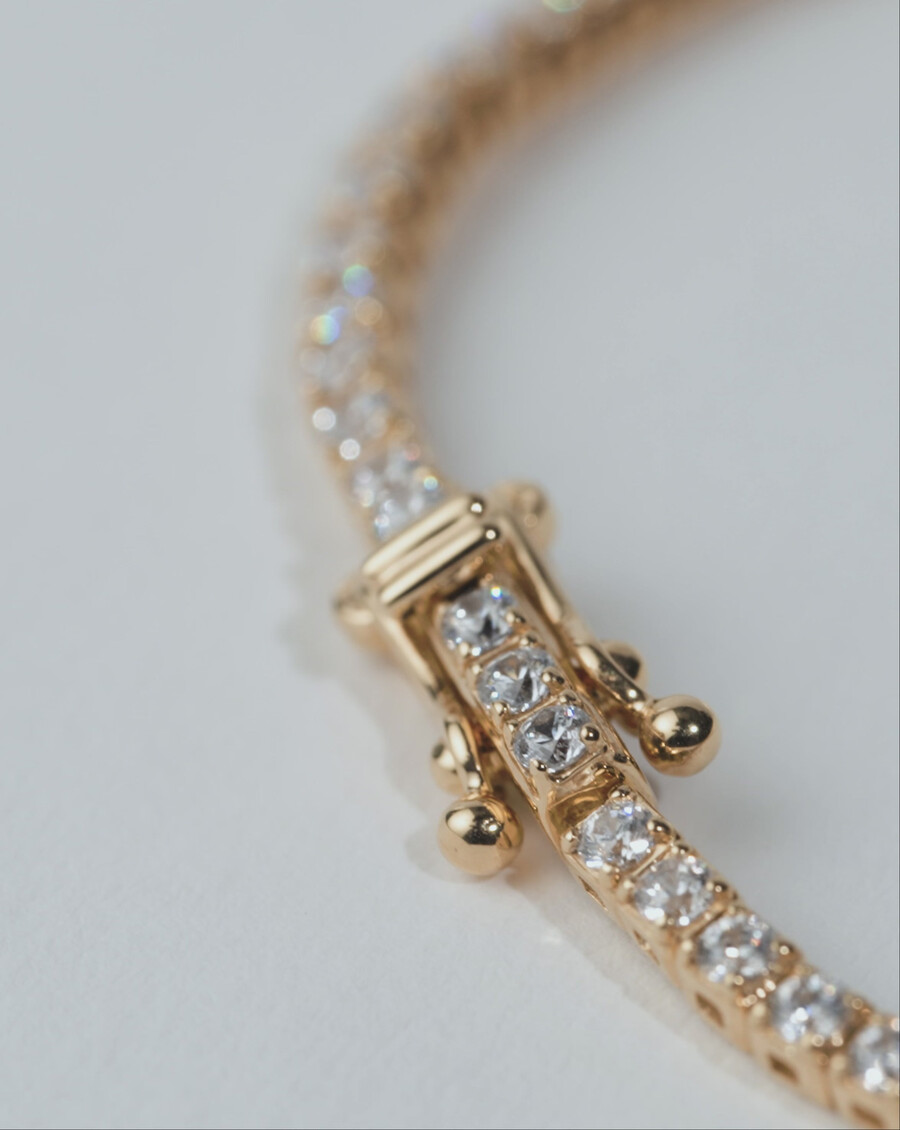 collar de tenis con diamantes en oro macizo de 14 k