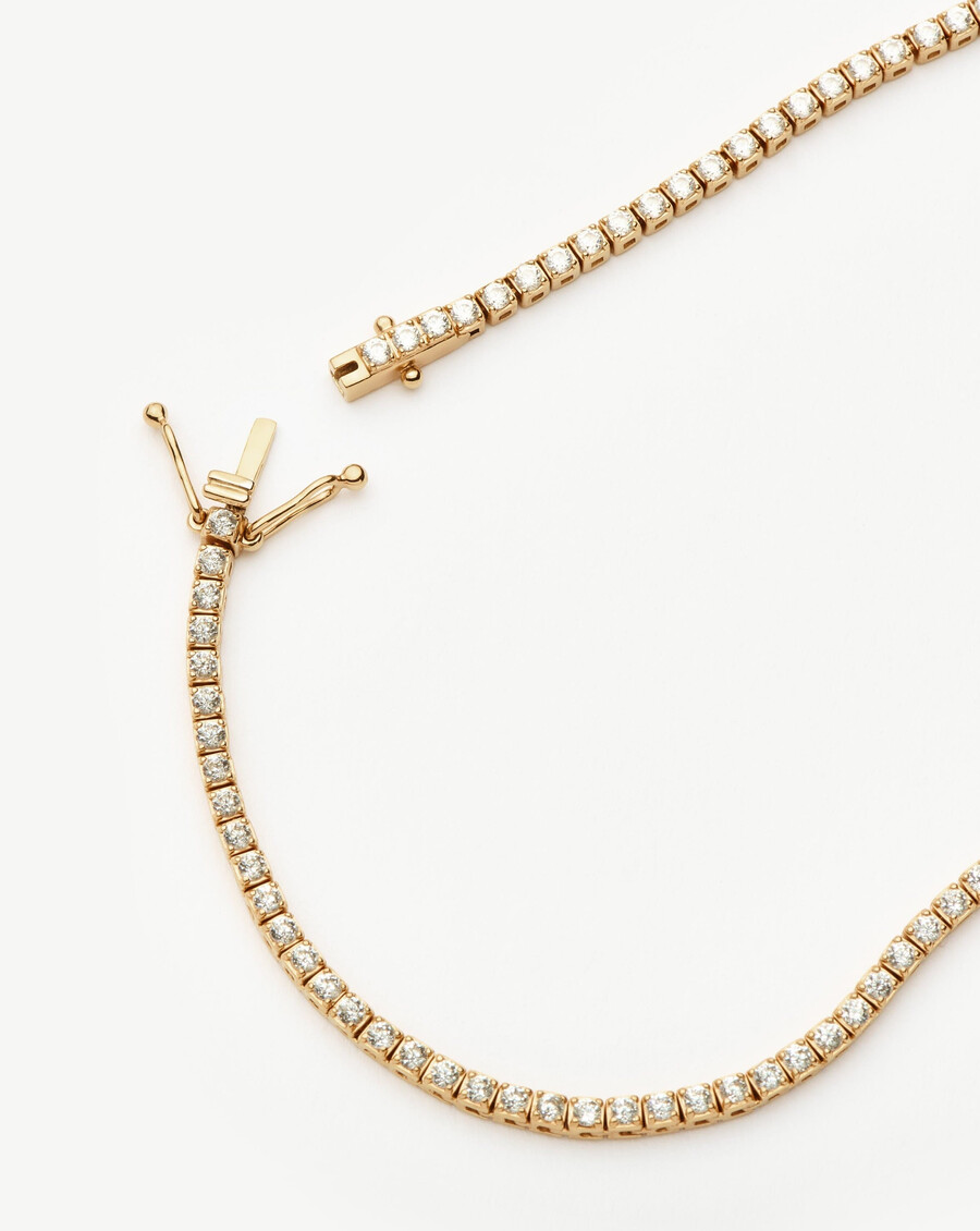 collar de tenis con diamantes en oro macizo de 14 k
