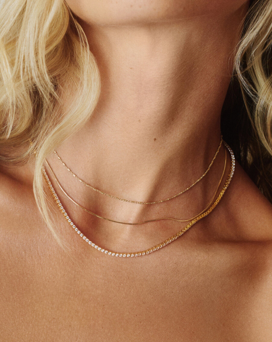 collar de tenis con diamantes en oro macizo de 14 k