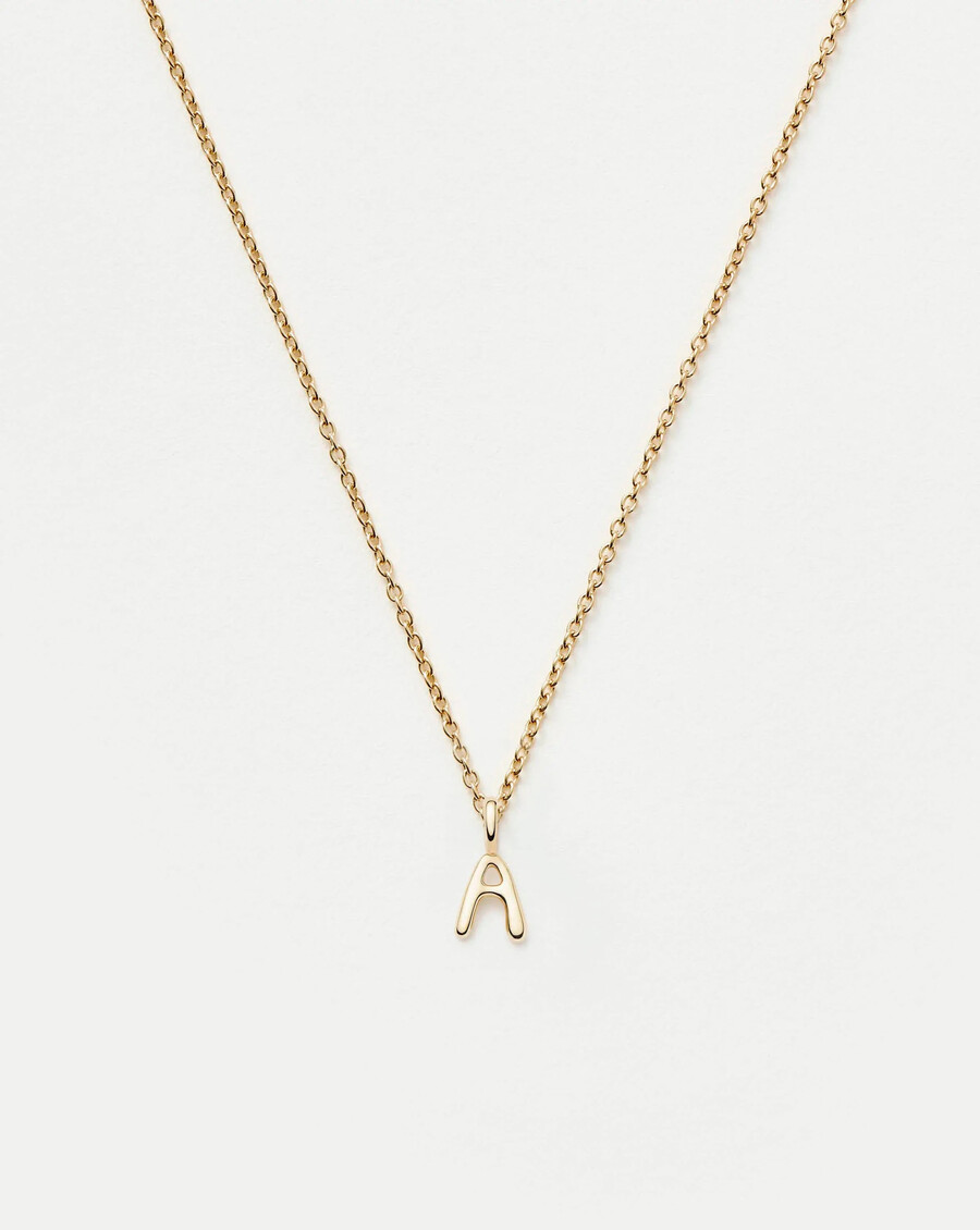 collar con mini colgante de inicial fina - a