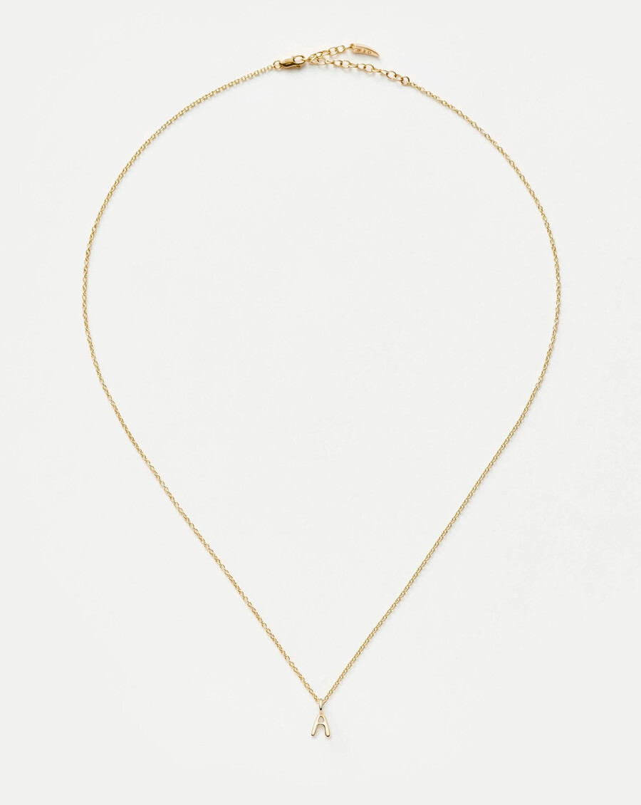 collar con mini colgante de inicial fina - a
