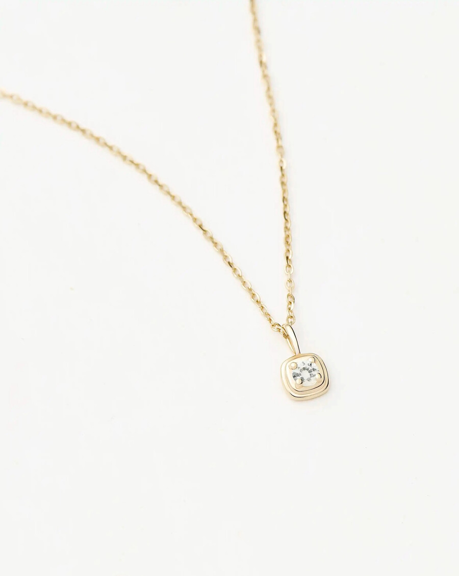 collar con colgante de piedra natal de abril en oro macizo de 14 k