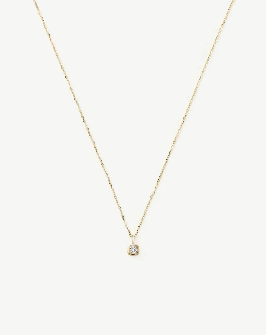 collar con colgante de piedra natal de abril en oro macizo de 14 k