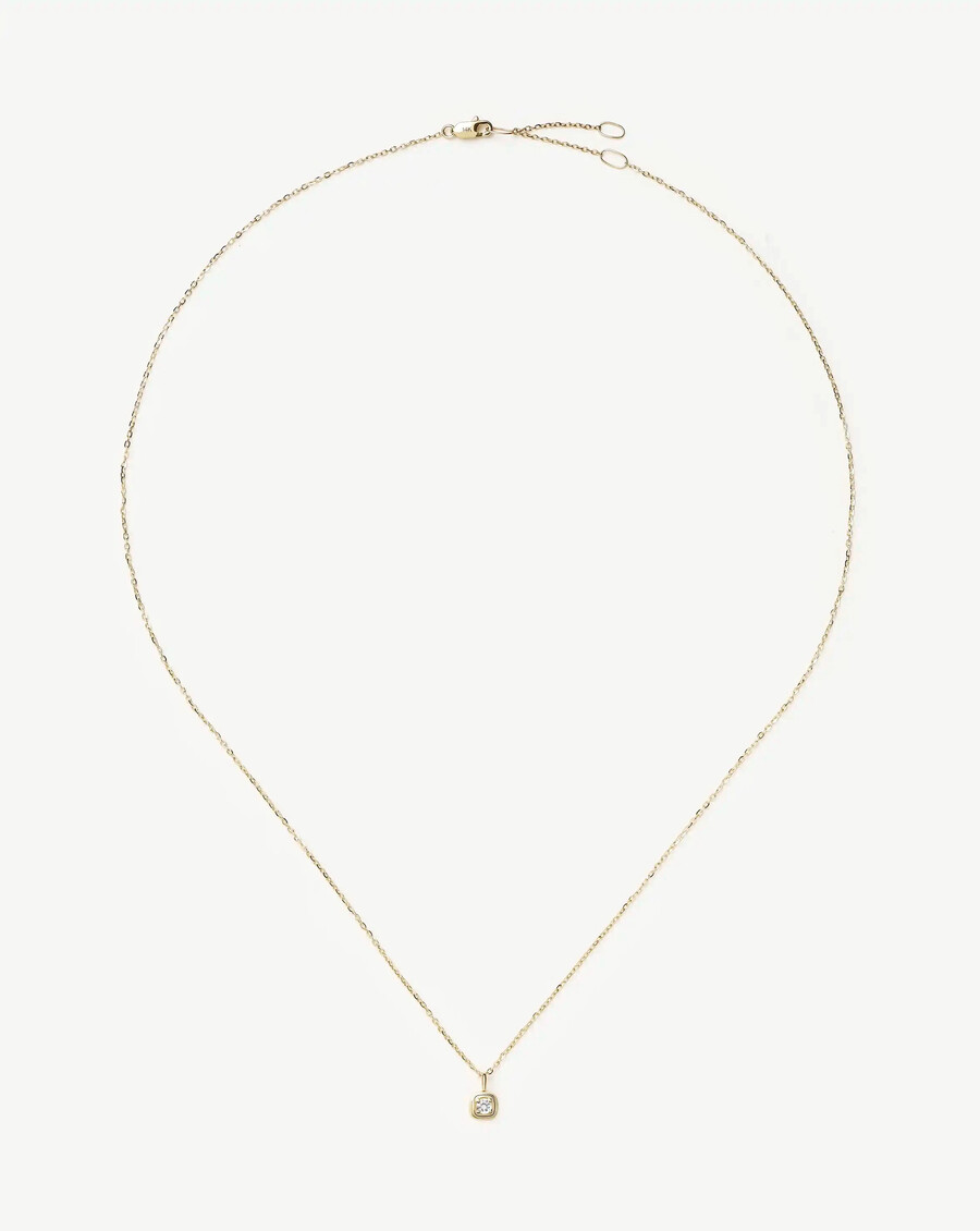collar con colgante de piedra natal de abril en oro macizo de 14 k