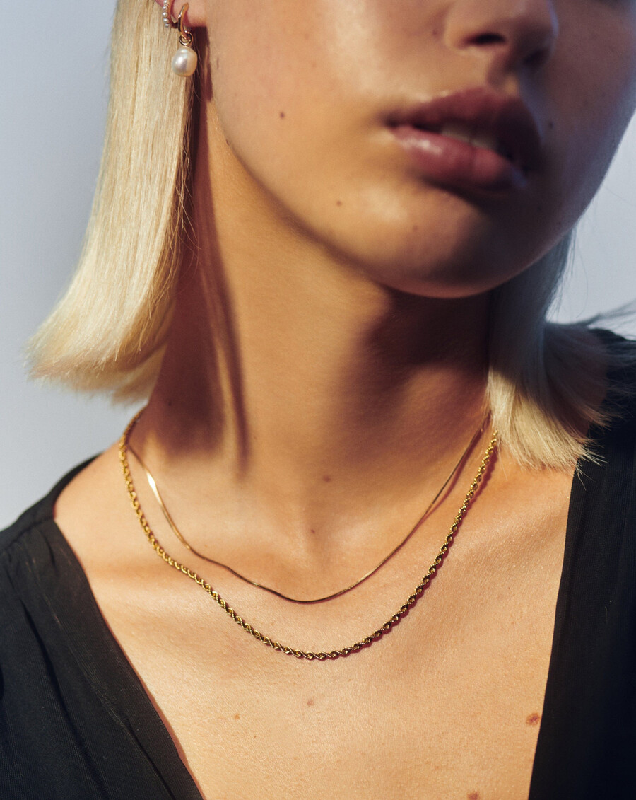 collar clásico fino de cadena de cuerda