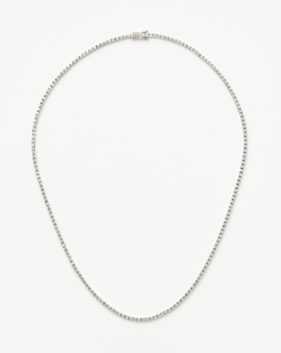 collar de tenis con diamantes en oro blanco macizo de 14 k