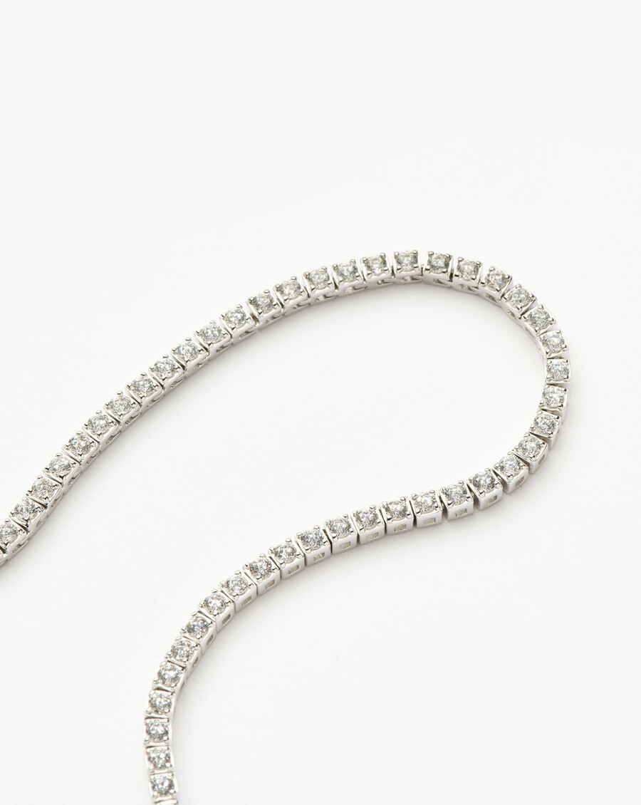 collar de tenis con diamantes en oro blanco macizo de 14 k