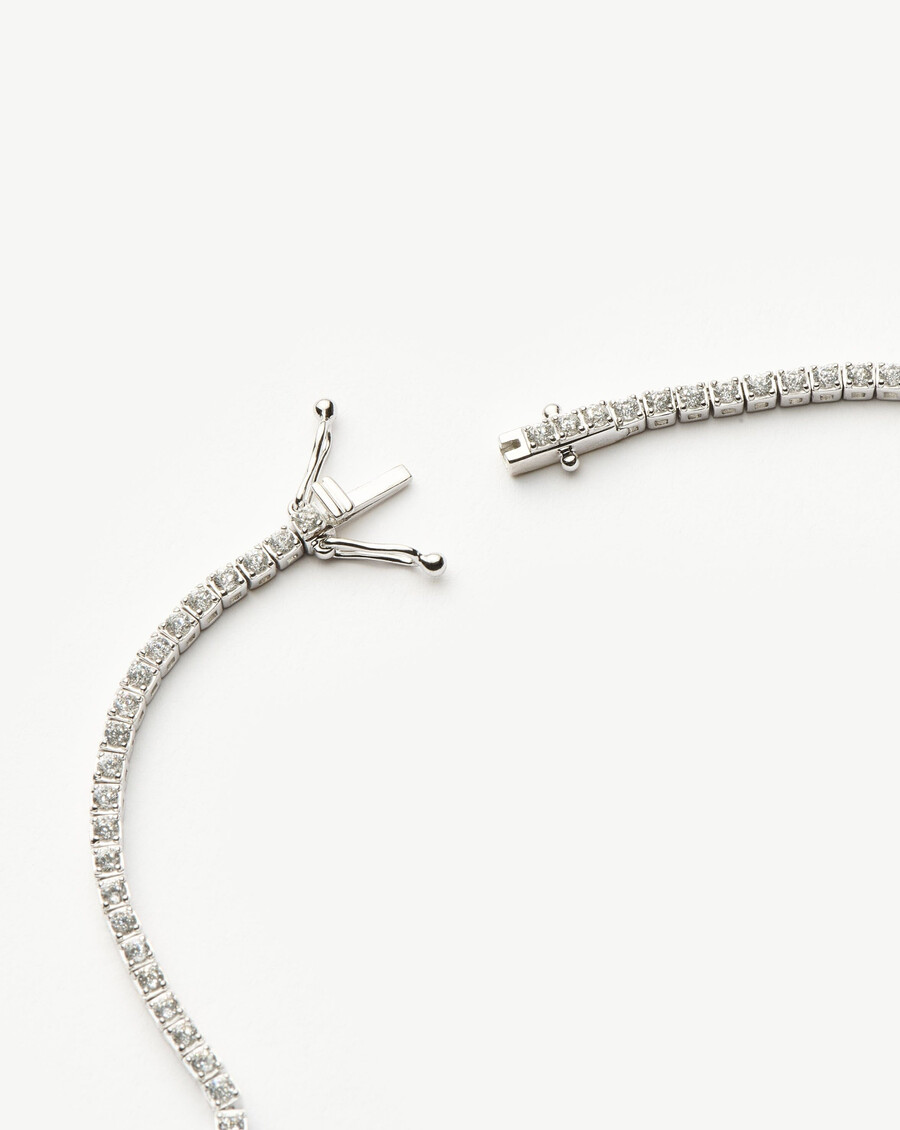 collar de tenis con diamantes en oro blanco macizo de 14 k