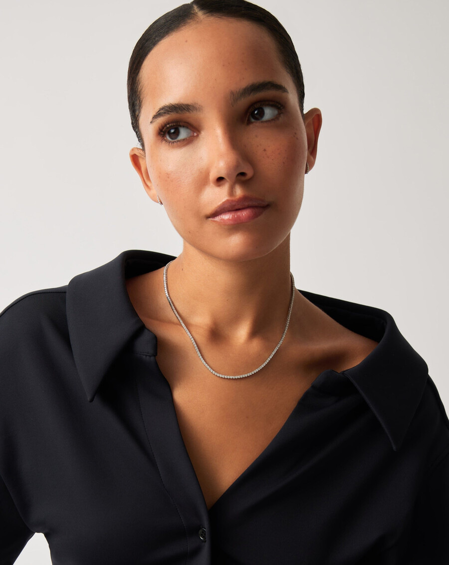 collar de tenis con diamantes en oro blanco macizo de 14 k