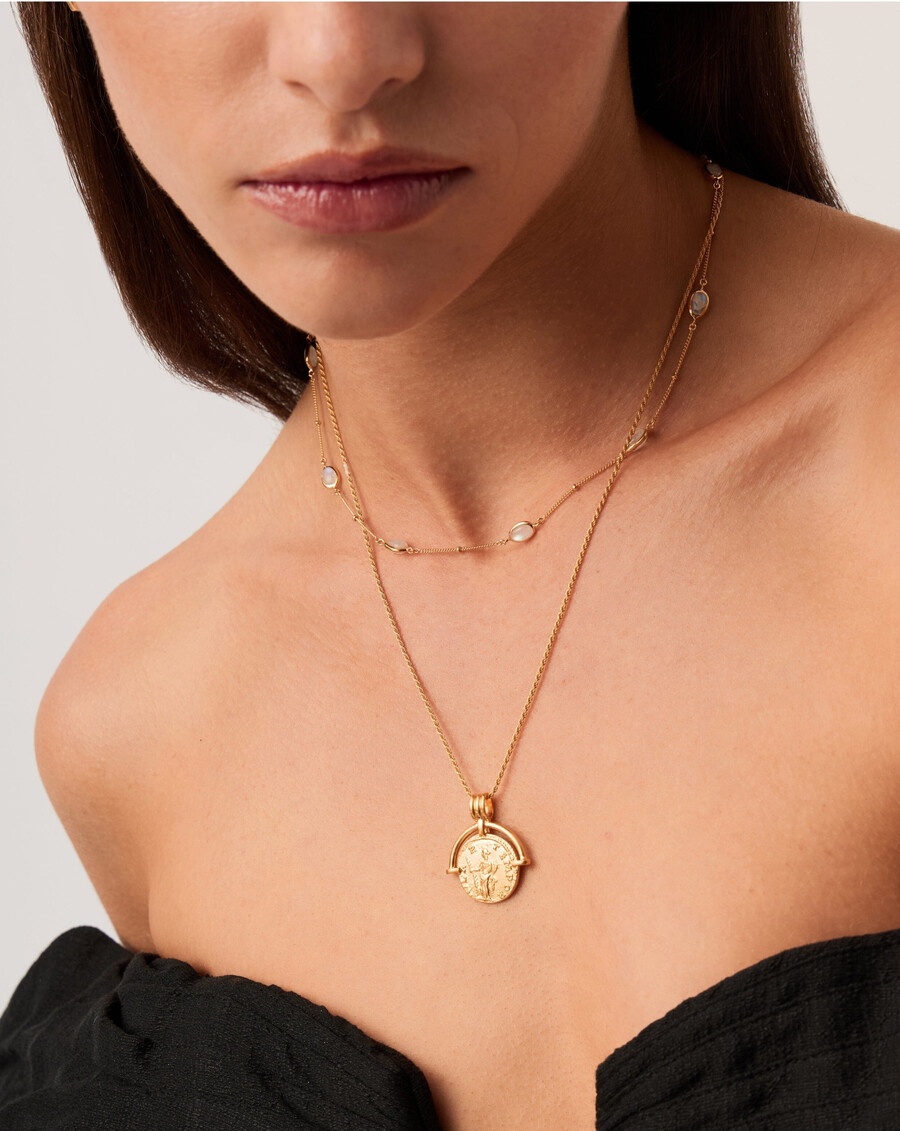 gargantilla con dije de piedra preciosa magma - oro
