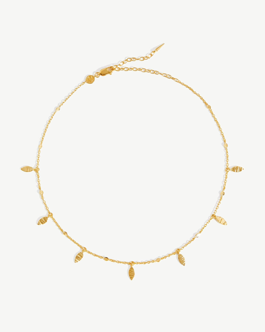 gargantilla con dije de hoja - oro vermeil de 18 quilates