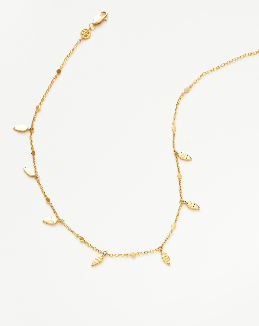 gargantilla con dije de hoja - oro vermeil de 18 quilates