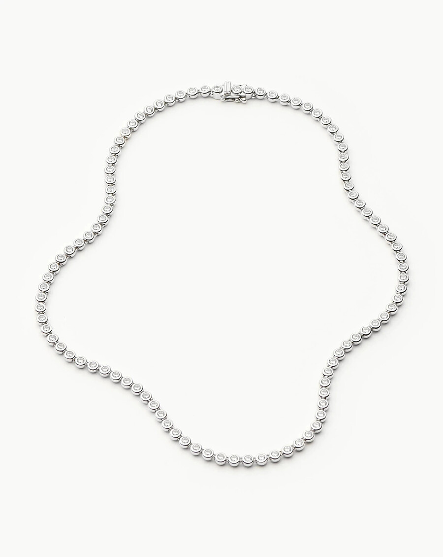 collar redondo de tenis - plata
