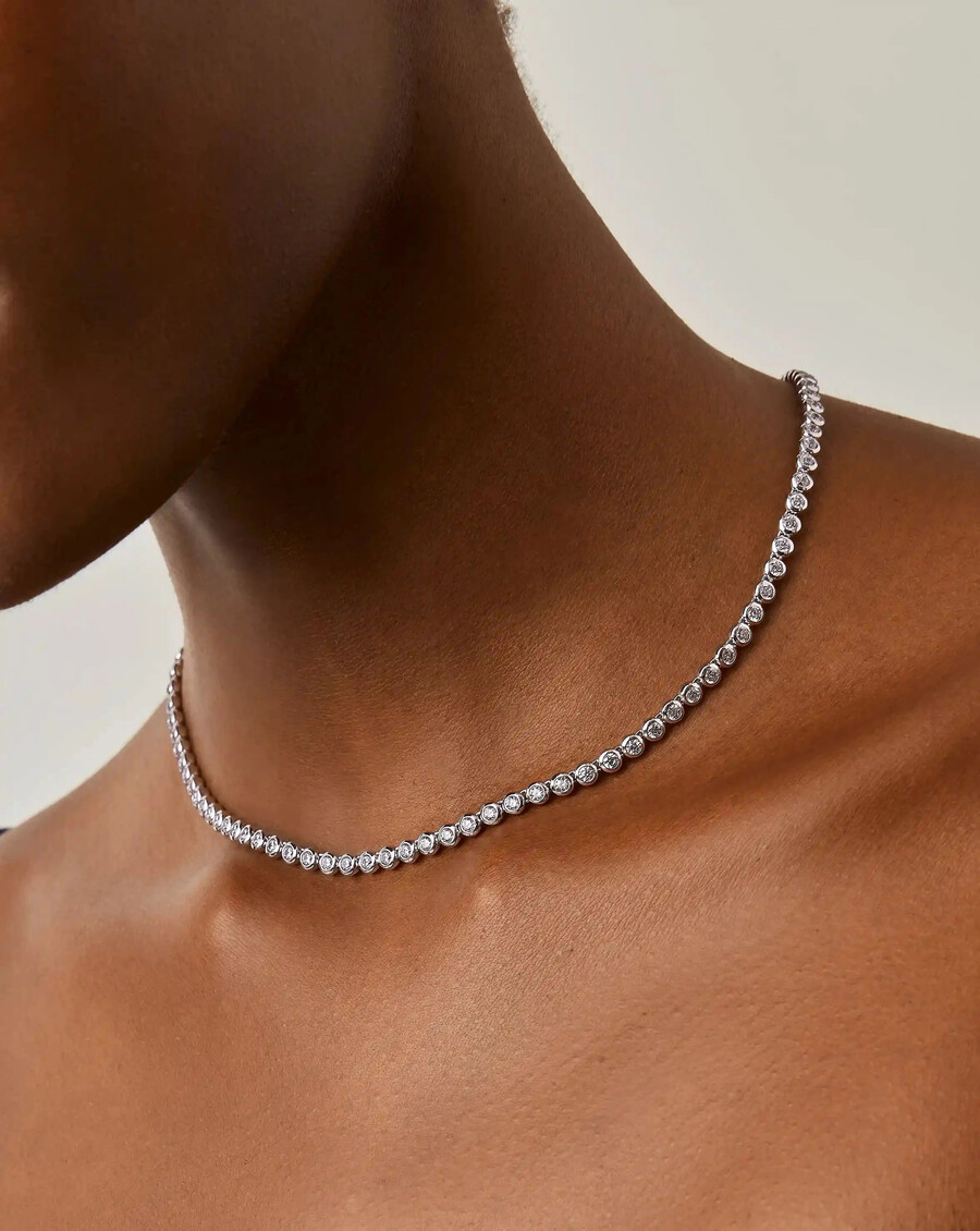 collar redondo de tenis - plata