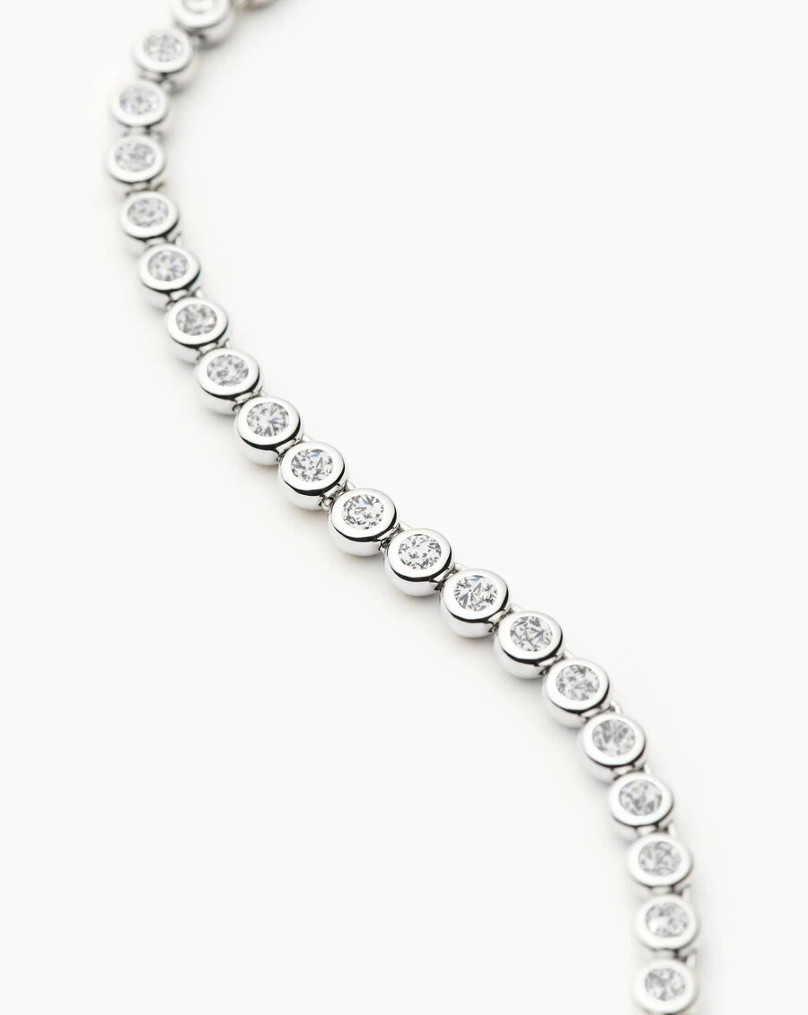 collar redondo de tenis - plata
