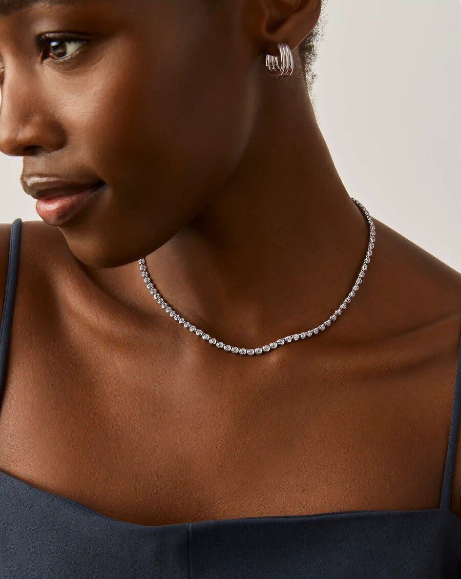 collar redondo de tenis - plata