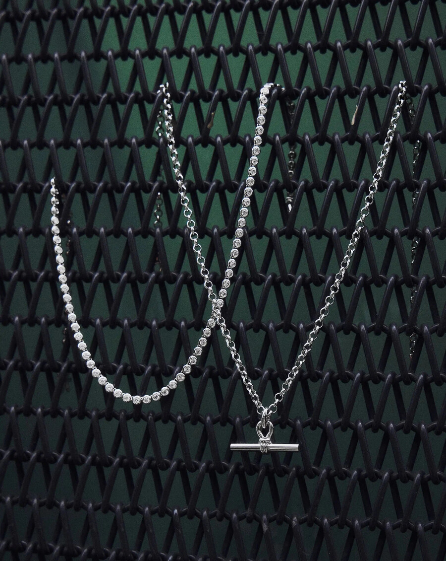 collar redondo de tenis - plata