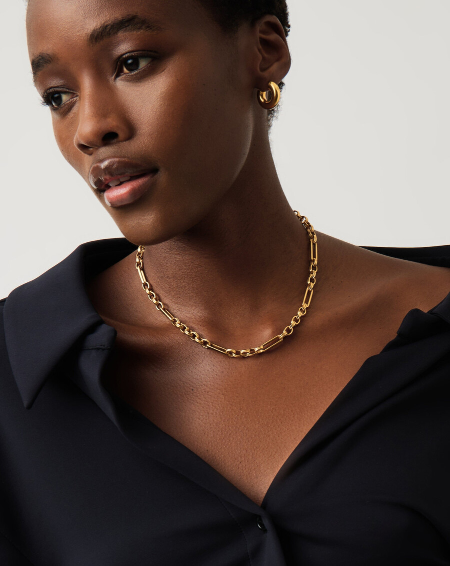 collar de cadena axiom - chapado en oro de 18 quilates