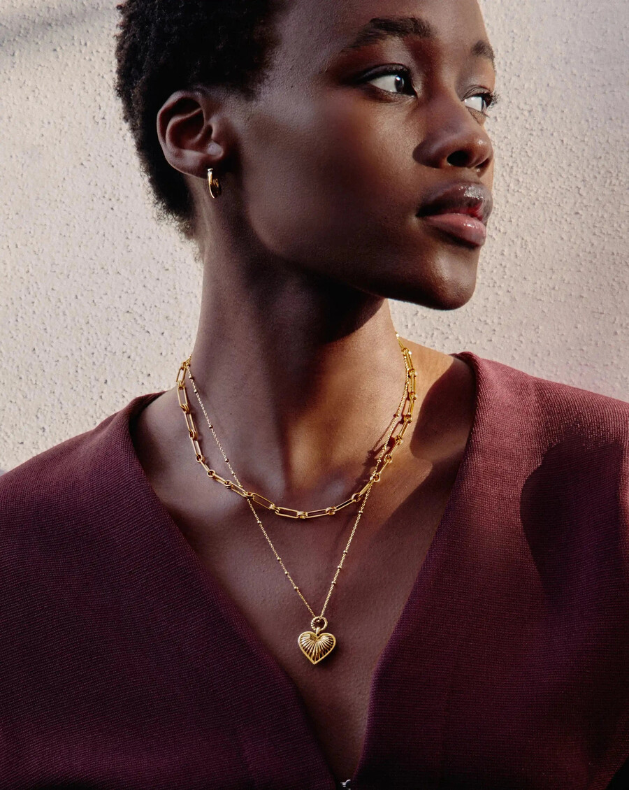 collar de cadena aegis - chapado en oro de 18 k
