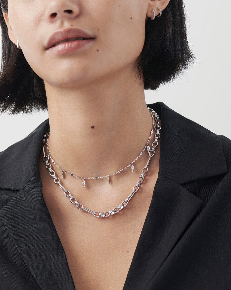 collar de cadena axiom - chapado en plata