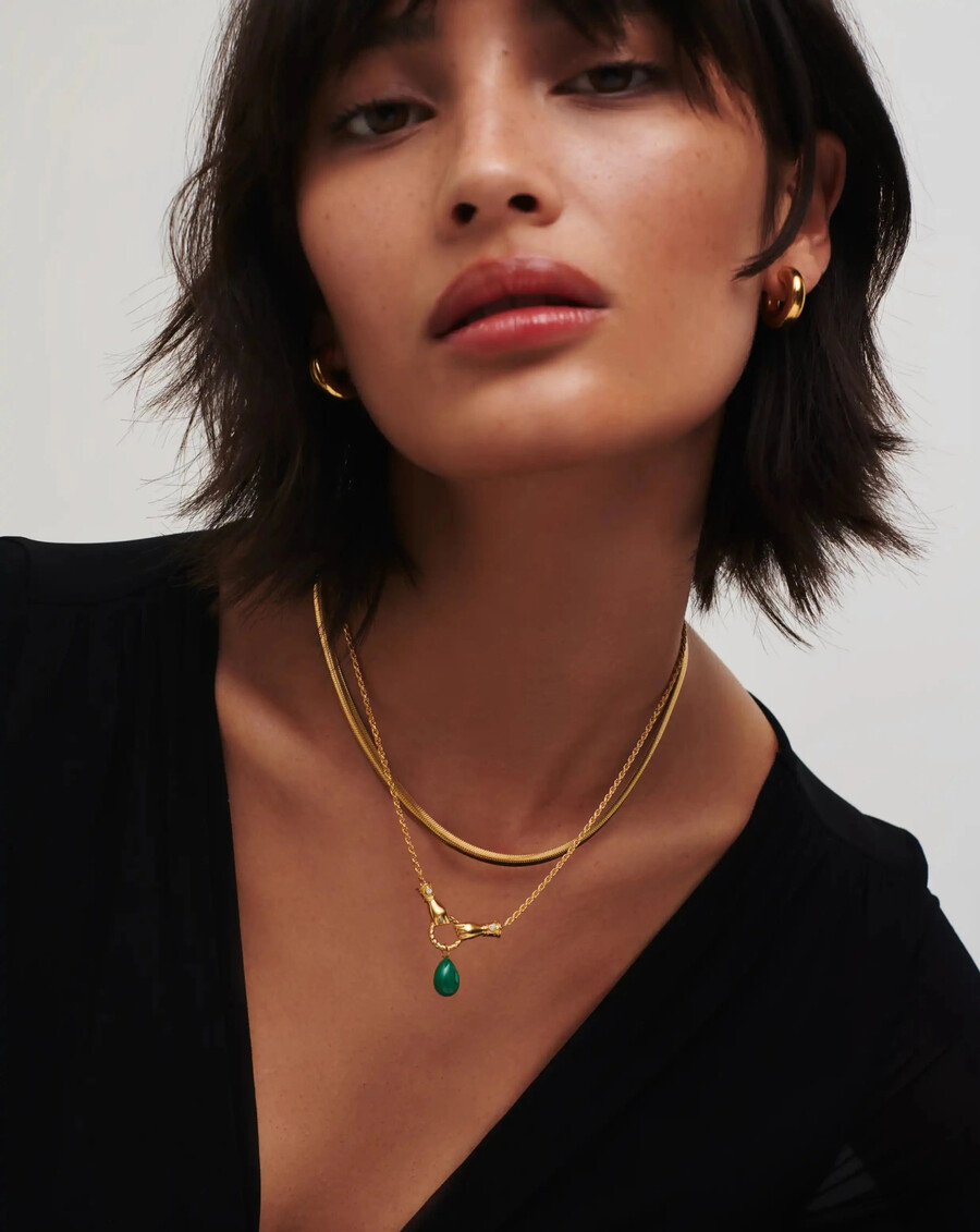 collar con colgante de gota en buenas manos de harris reed - malaquita