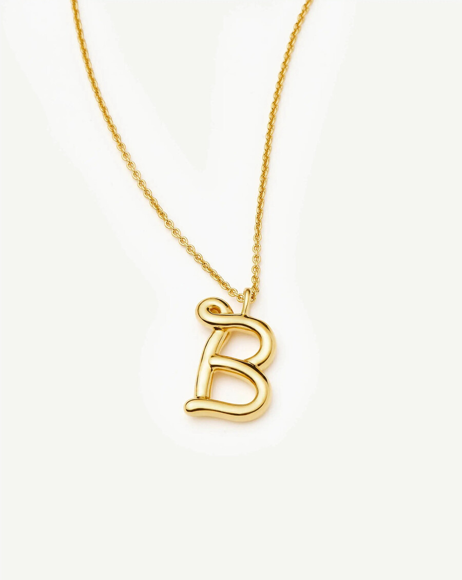 collar con colgante de inicial fundida rizada - b