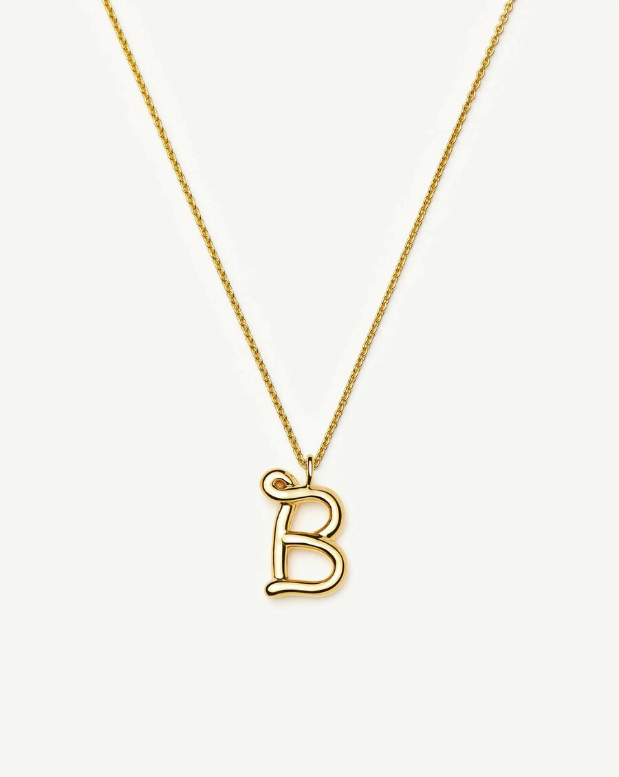 collar con colgante de inicial fundida rizada - b
