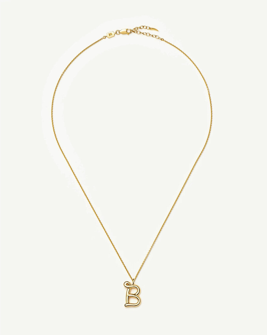 collar con colgante de inicial fundida rizada - b