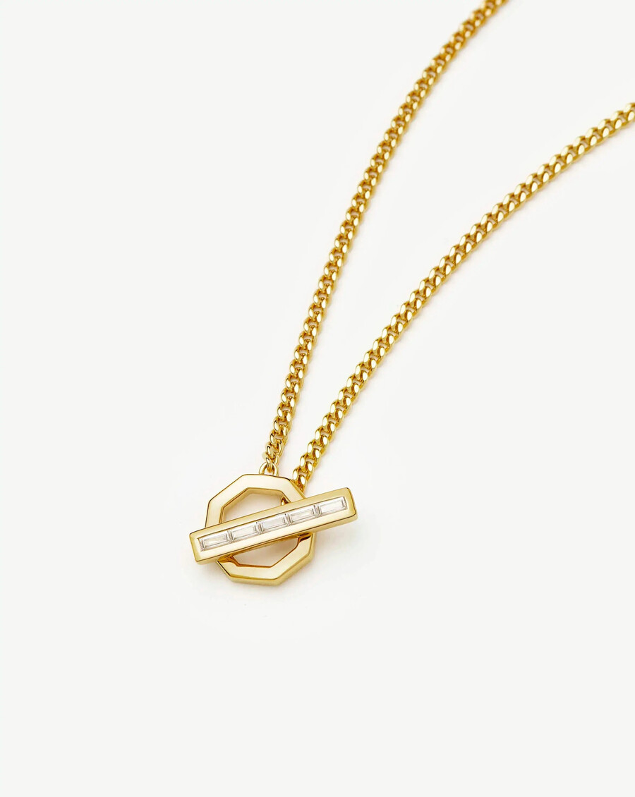 collar con colgante hexagonal de barra en t de lucy williams - oro