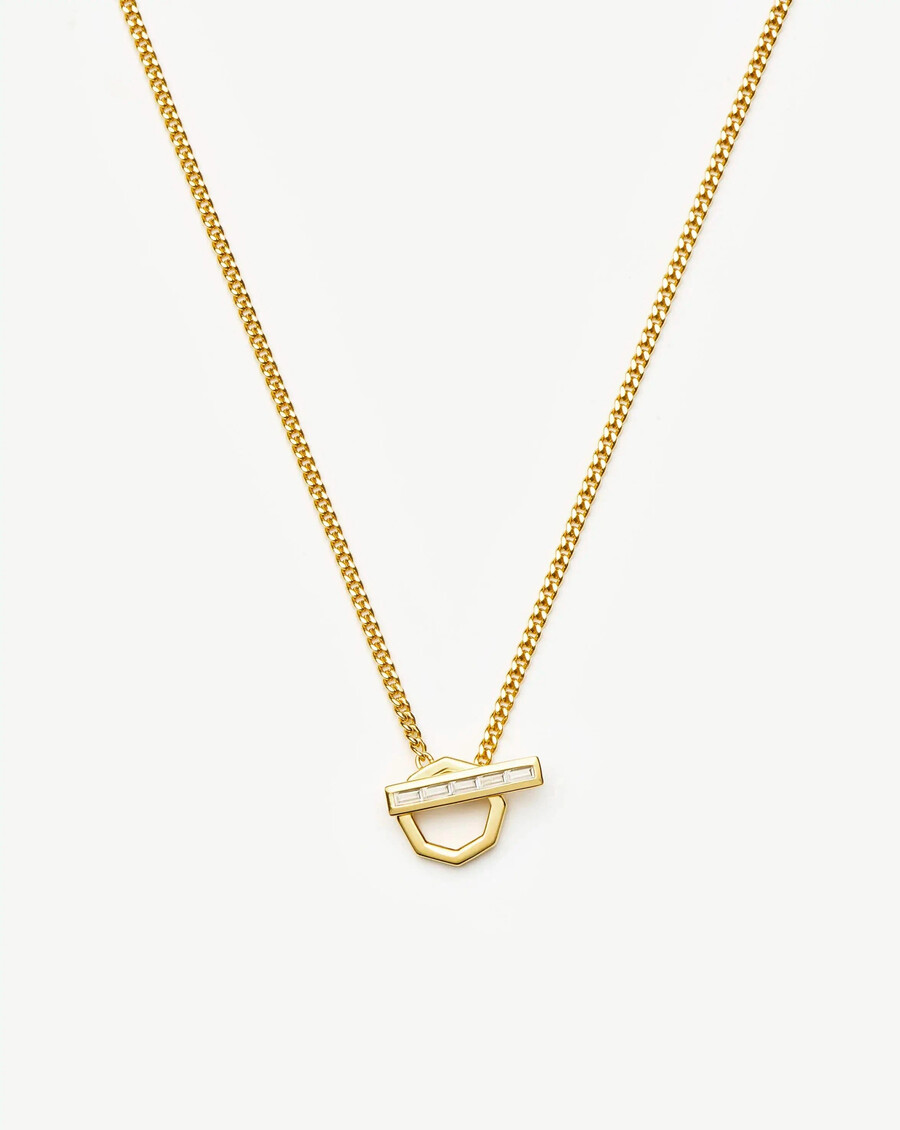 collar con colgante hexagonal de barra en t de lucy williams - oro