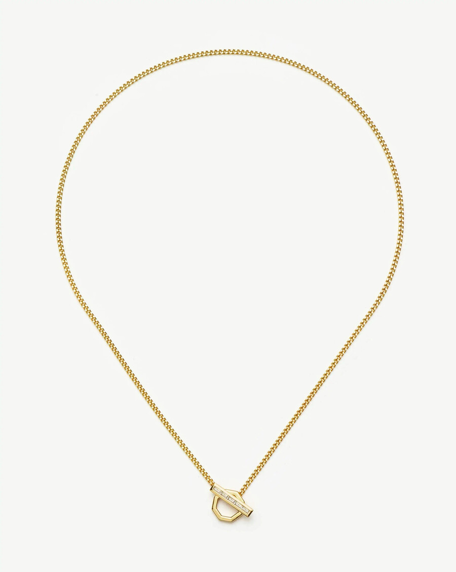 collar con colgante hexagonal de barra en t de lucy williams - oro