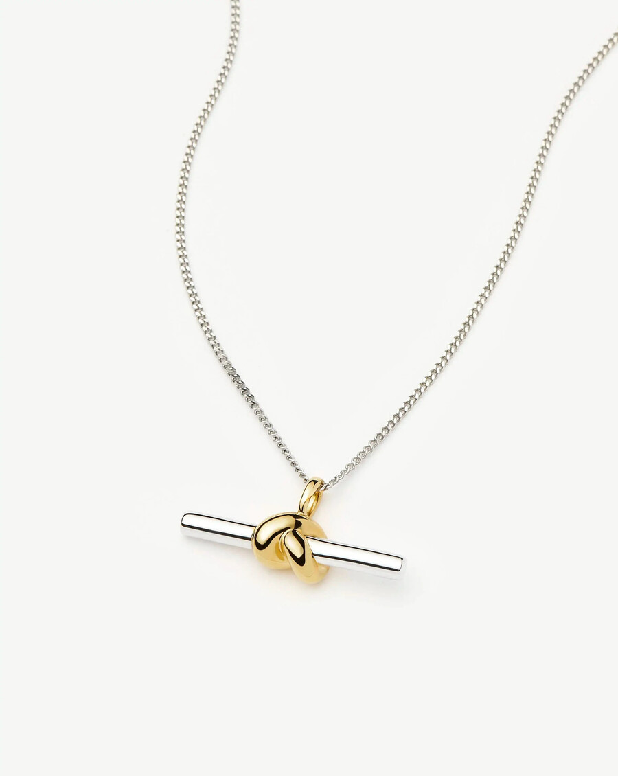 collar con colgante de nudo en t de lucy williams - oro y plata