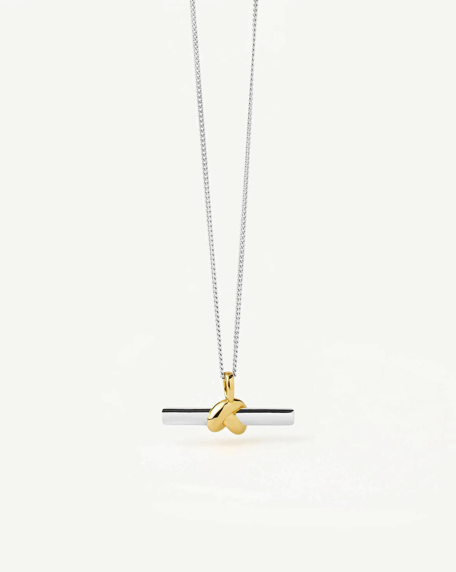 collar con colgante de nudo en t de lucy williams - oro y plata