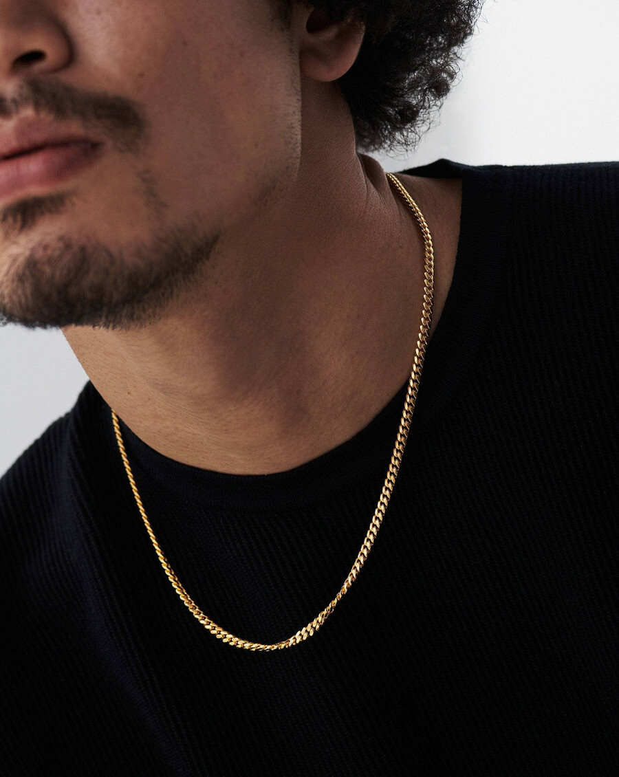 collar de cadena de eslabones redondos para hombre
