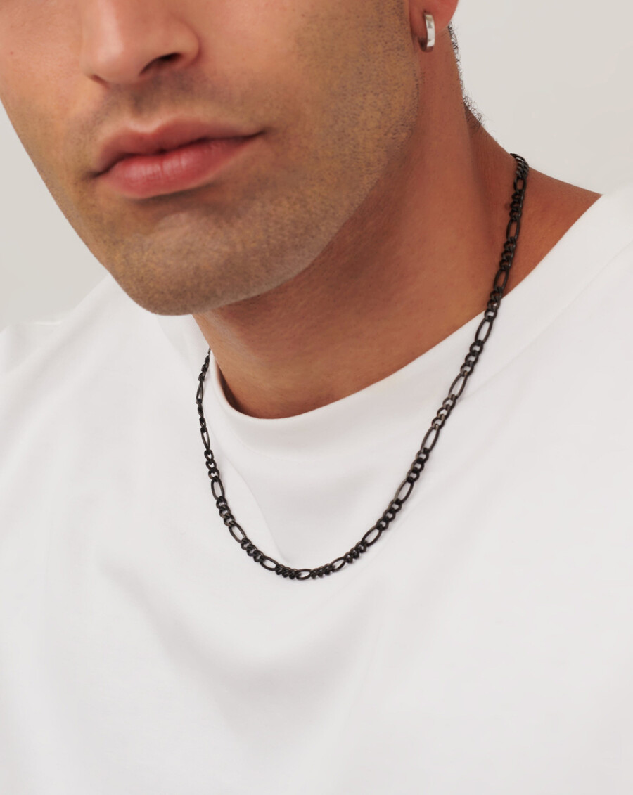 collar de cadena de plata filia negra para hombre