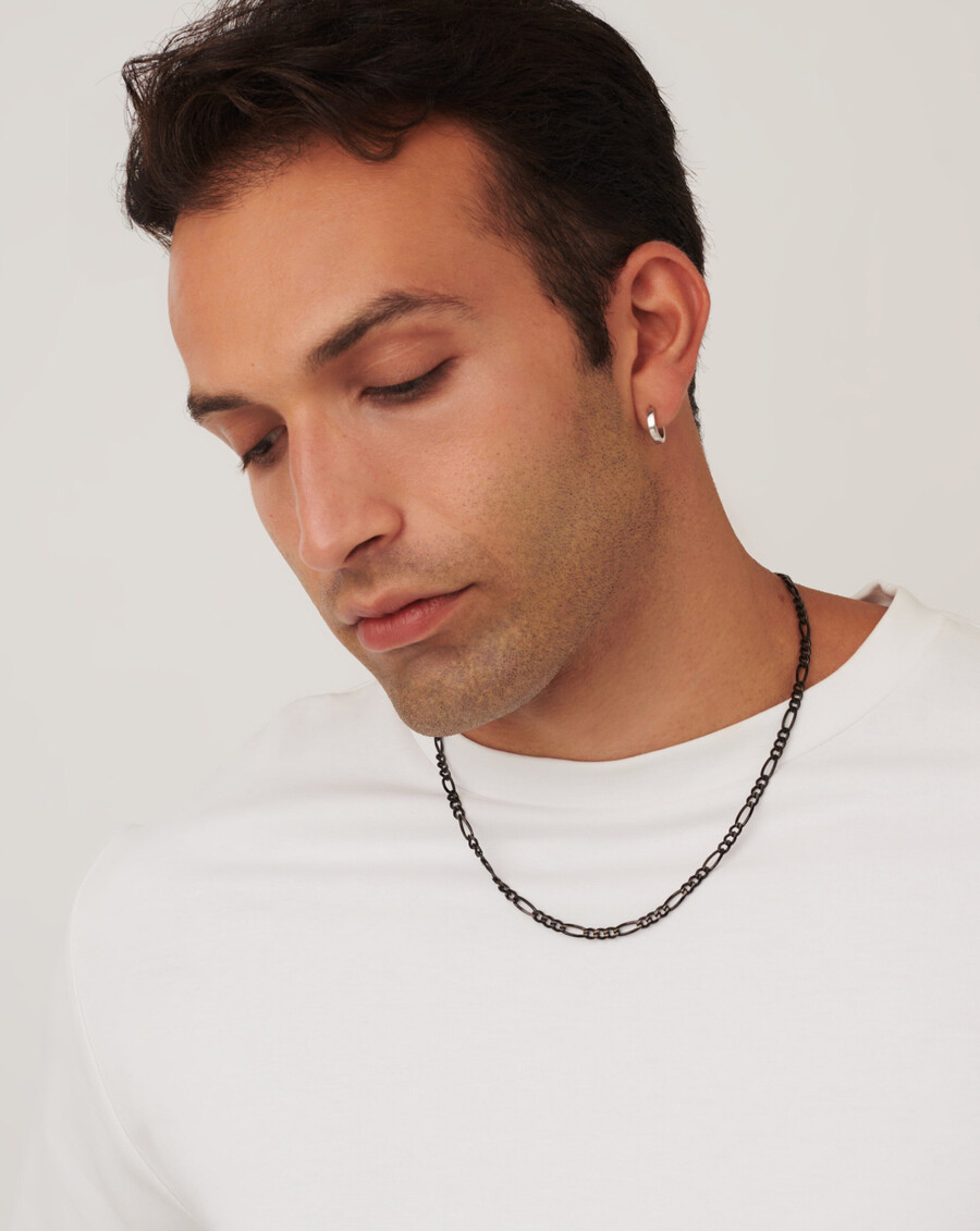 collar de cadena de plata filia negra para hombre