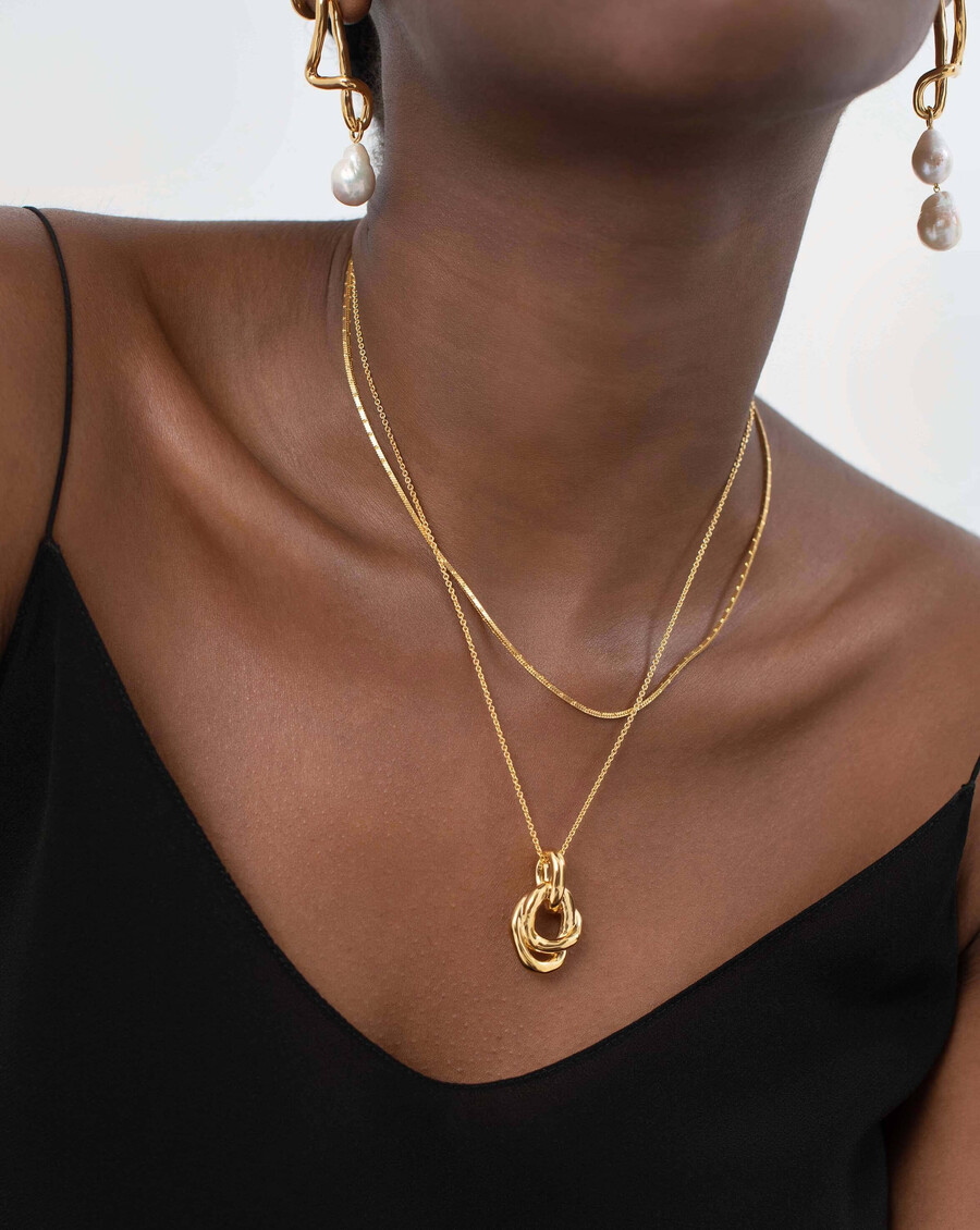 collar con colgante doble trenzado fundido