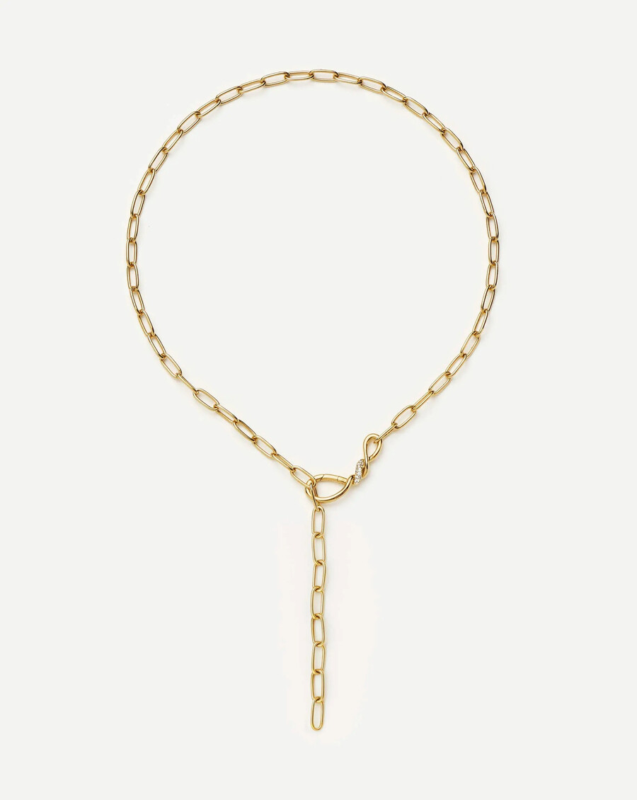 collar de cadena con clip de papel dorado de nieve fundida