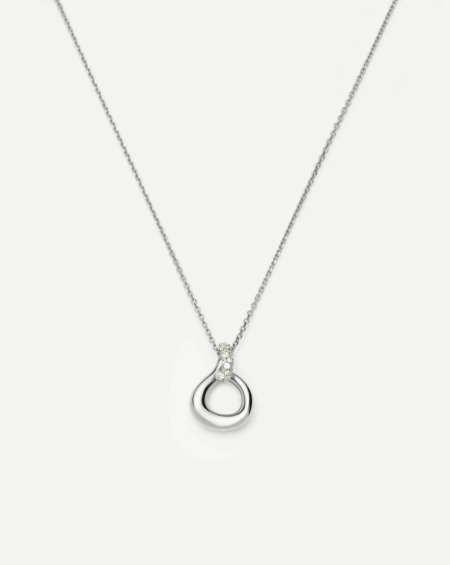 collar con colgante retorcido de nieve fundida - plata