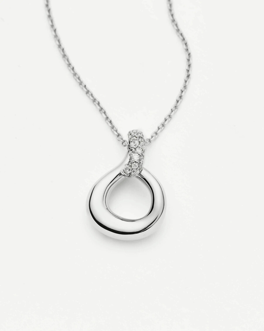 collar con colgante retorcido de nieve fundida - plata