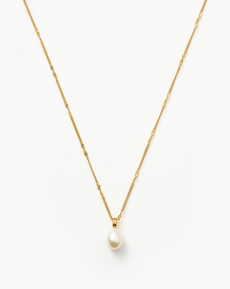 collar de cadena trenzada con perlas barrocas - oro