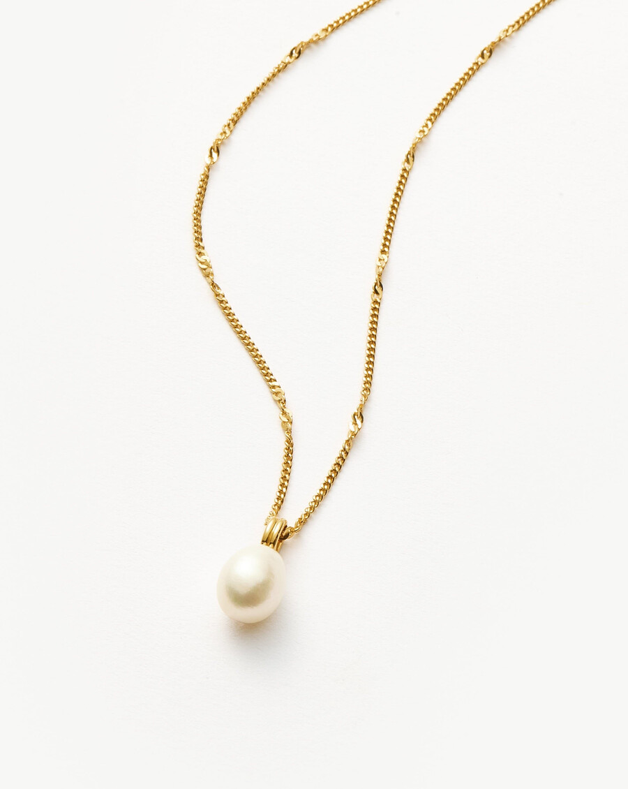 collar de cadena trenzada con perlas barrocas - oro